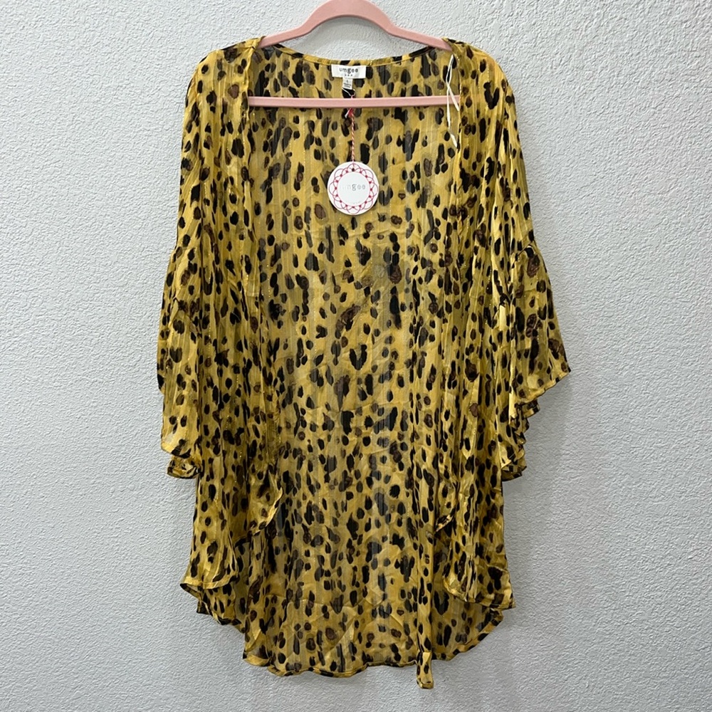 Cheetah print bell sleeve cover up